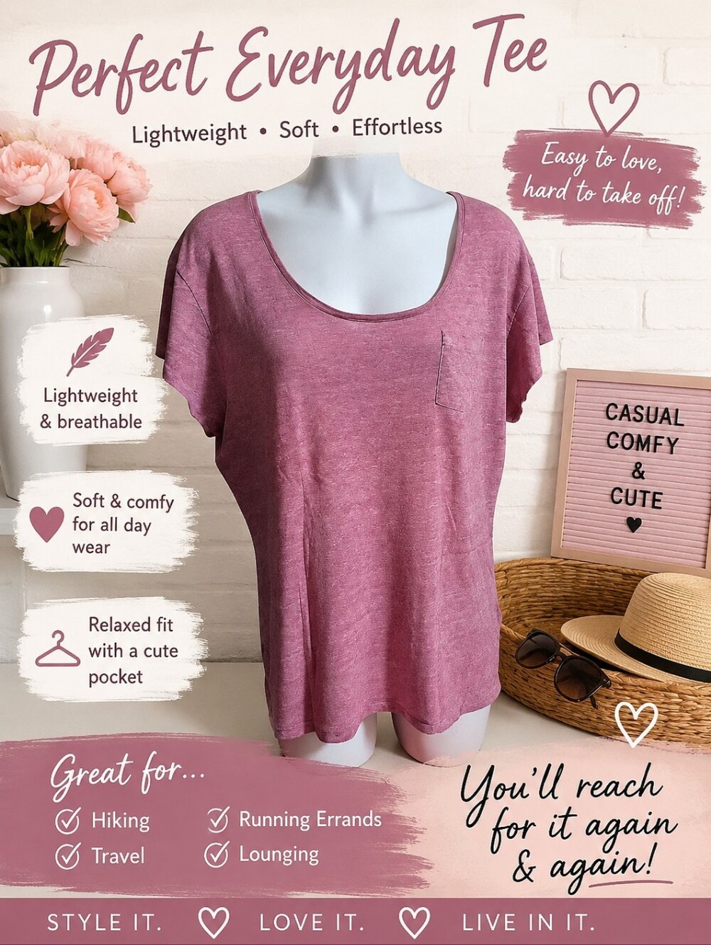 The North Face Pink Pocket Tee Women's Lightweight Short Sleeve Casual Outdoors‎